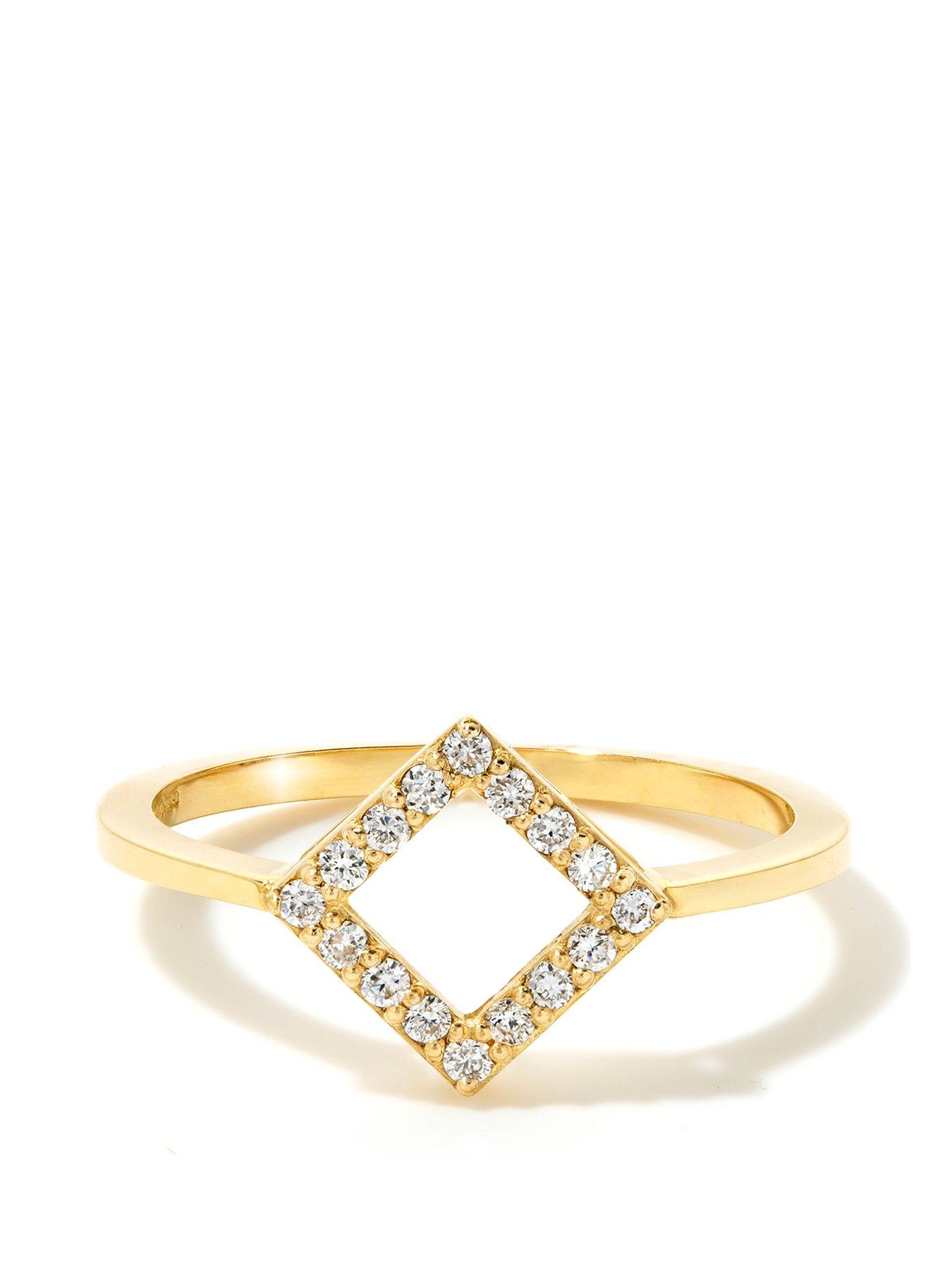 Product photograph of Love Diamond Solid 9ct Yellow Gold Lab Grown Diamond Stacking Ring from very.co.uk