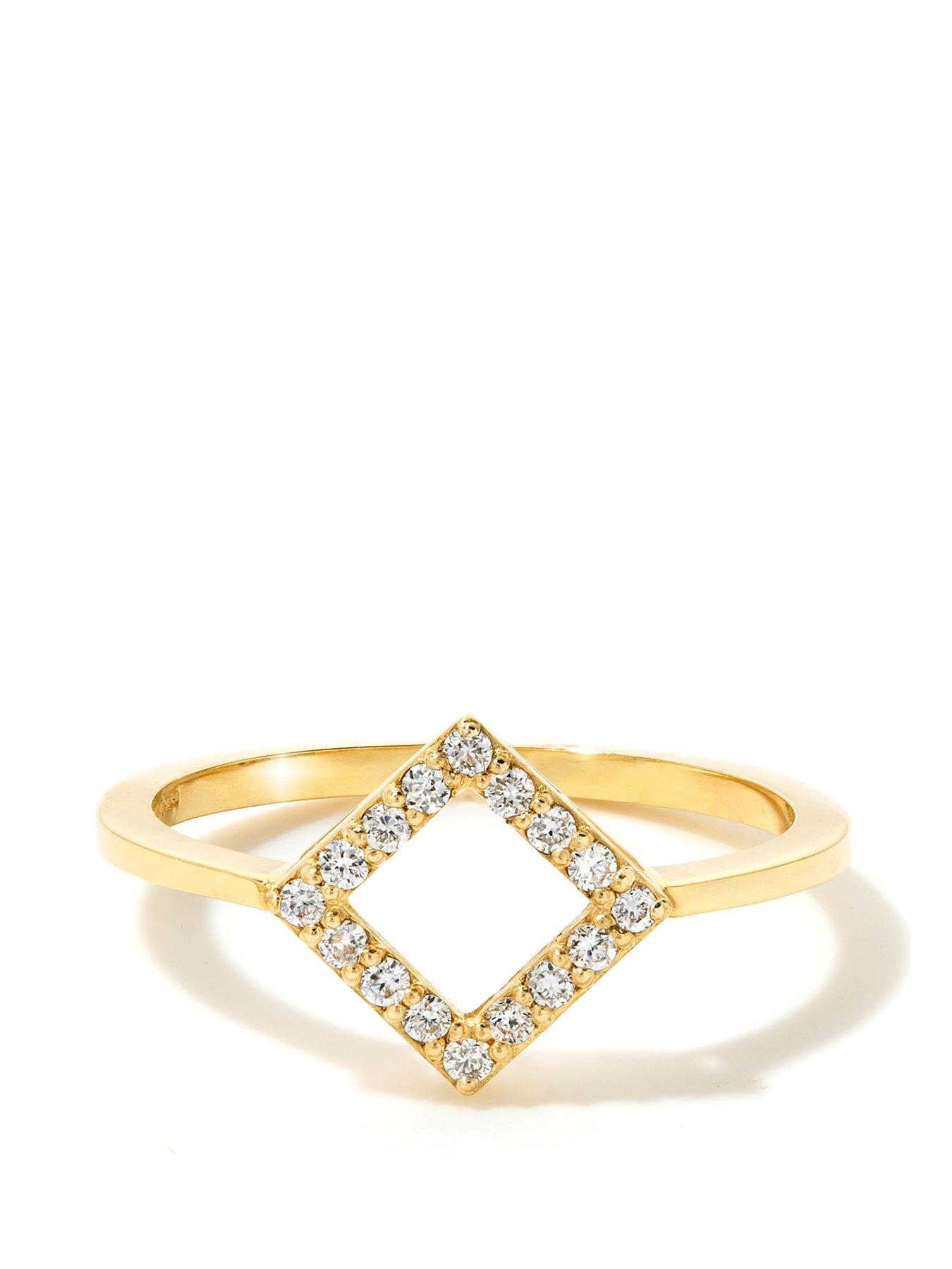 undefined Solid 9ct Yellow Gold Lab Grown Diamond Stacking Ring