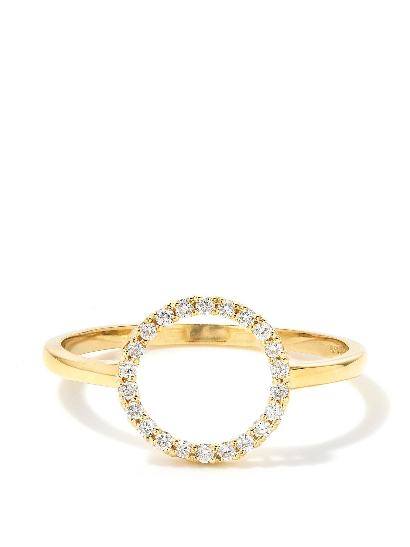 Product photograph of Love Diamond Solid 9ct Yellow Gold Lab Grown Diamond Round Ring from very.co.uk