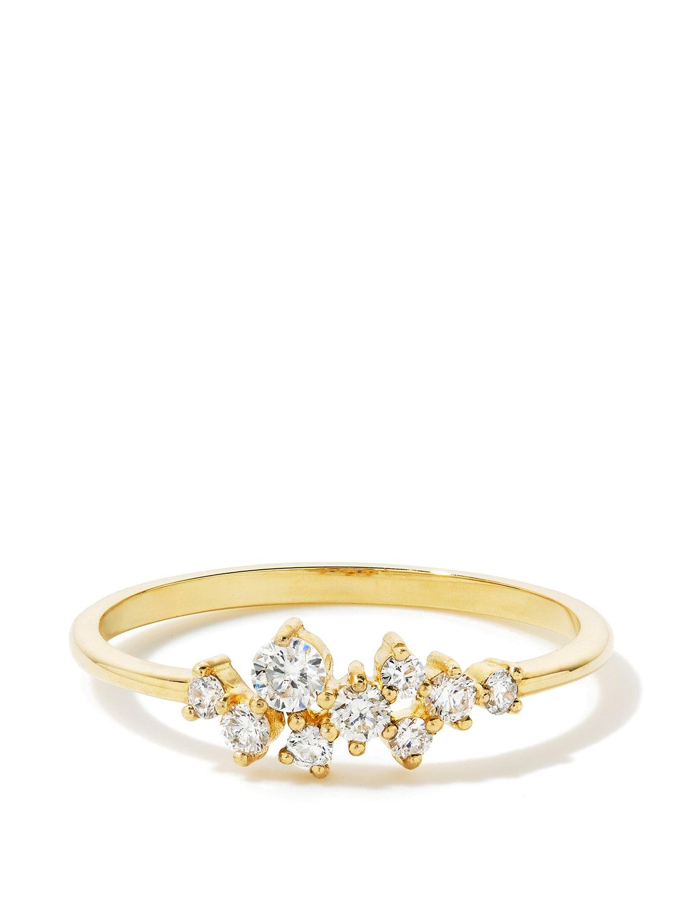 Product photograph of Love Diamond Solid 9ct Yellow Gold Lab Grown Diamond Bubble Ring from very.co.uk