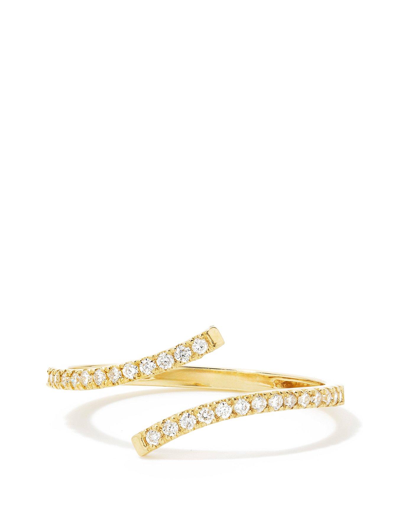 Product photograph of Love Diamond Solid 9ct Yellow Gold Lab Grown Diamond Wrap Ring from very.co.uk