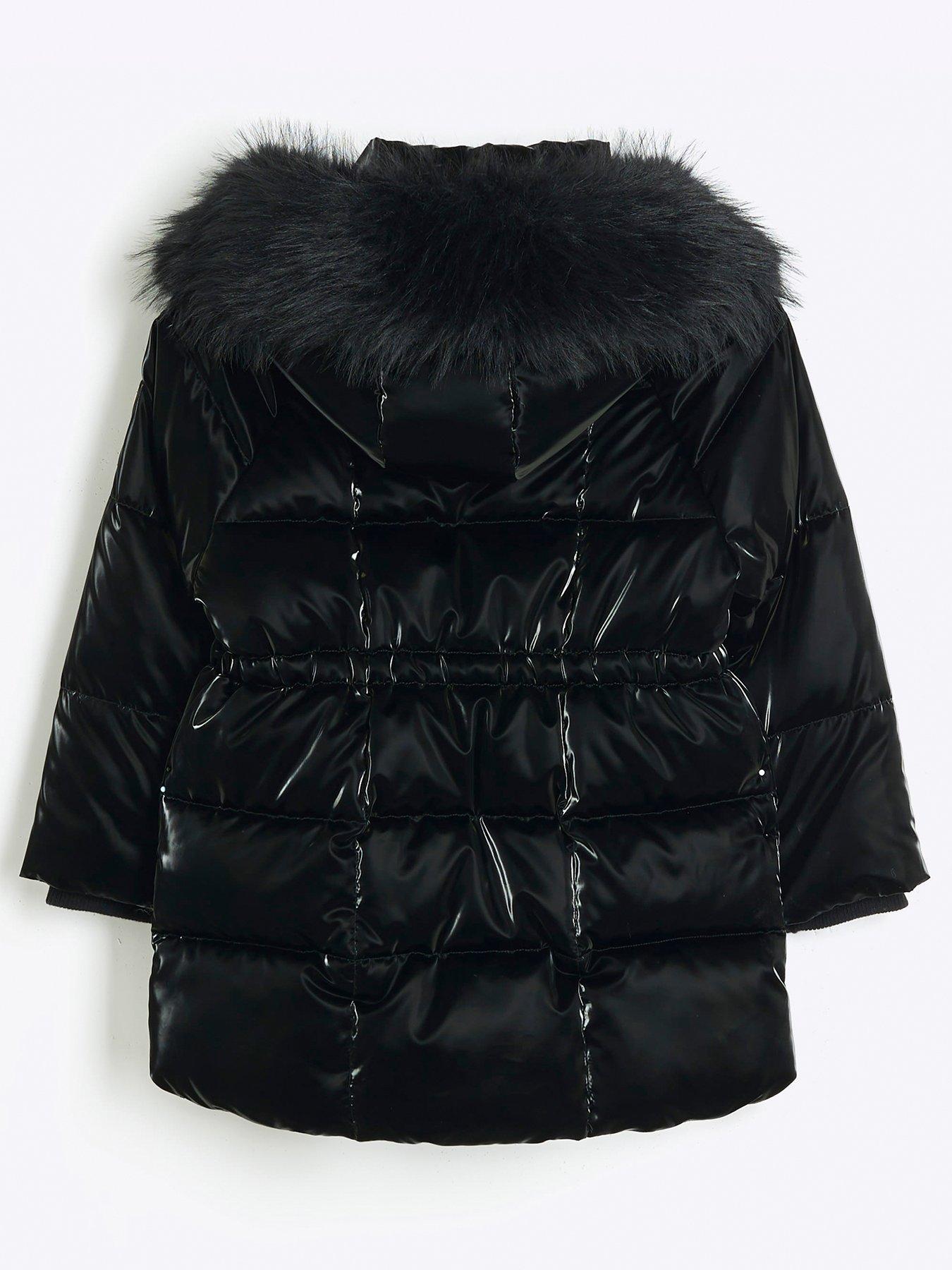 Black shiny coat river island best sale