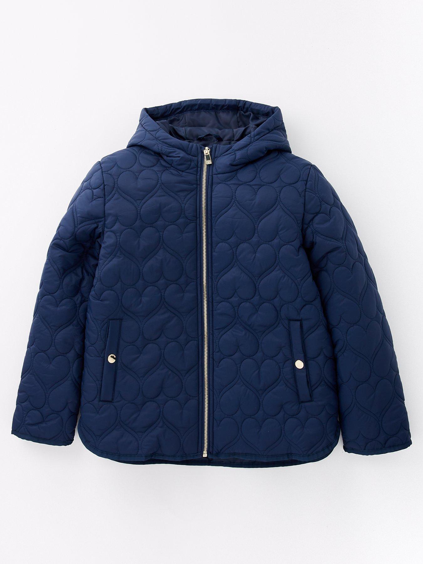 River Island Girls Heart Lightweight Padded Coat Navy Very