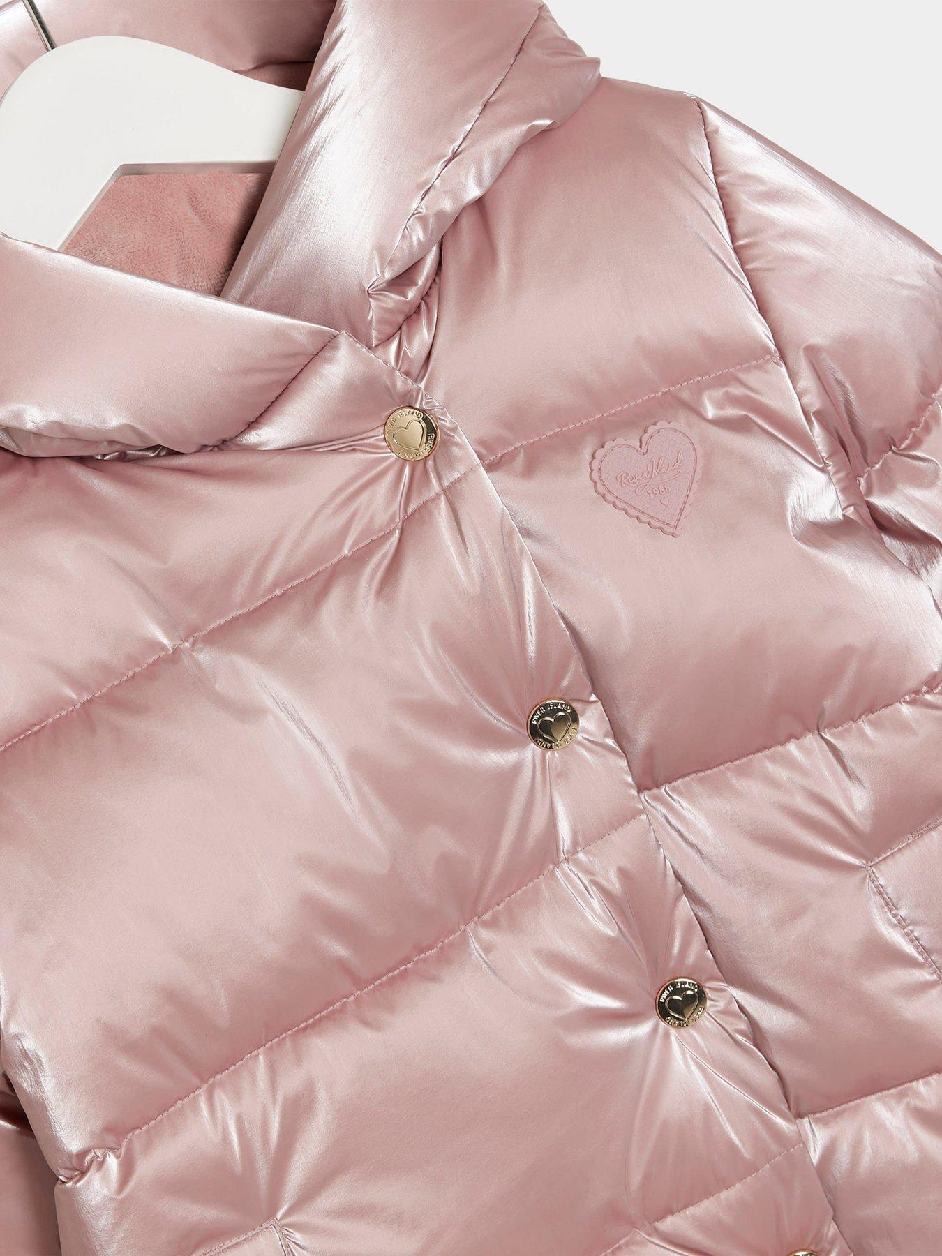 River island short padded jacket in pink velvet outlet