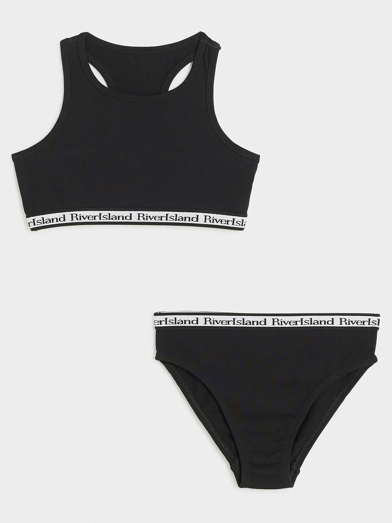 undefined Older Girl Ri Crop Top And Brief Set - Black