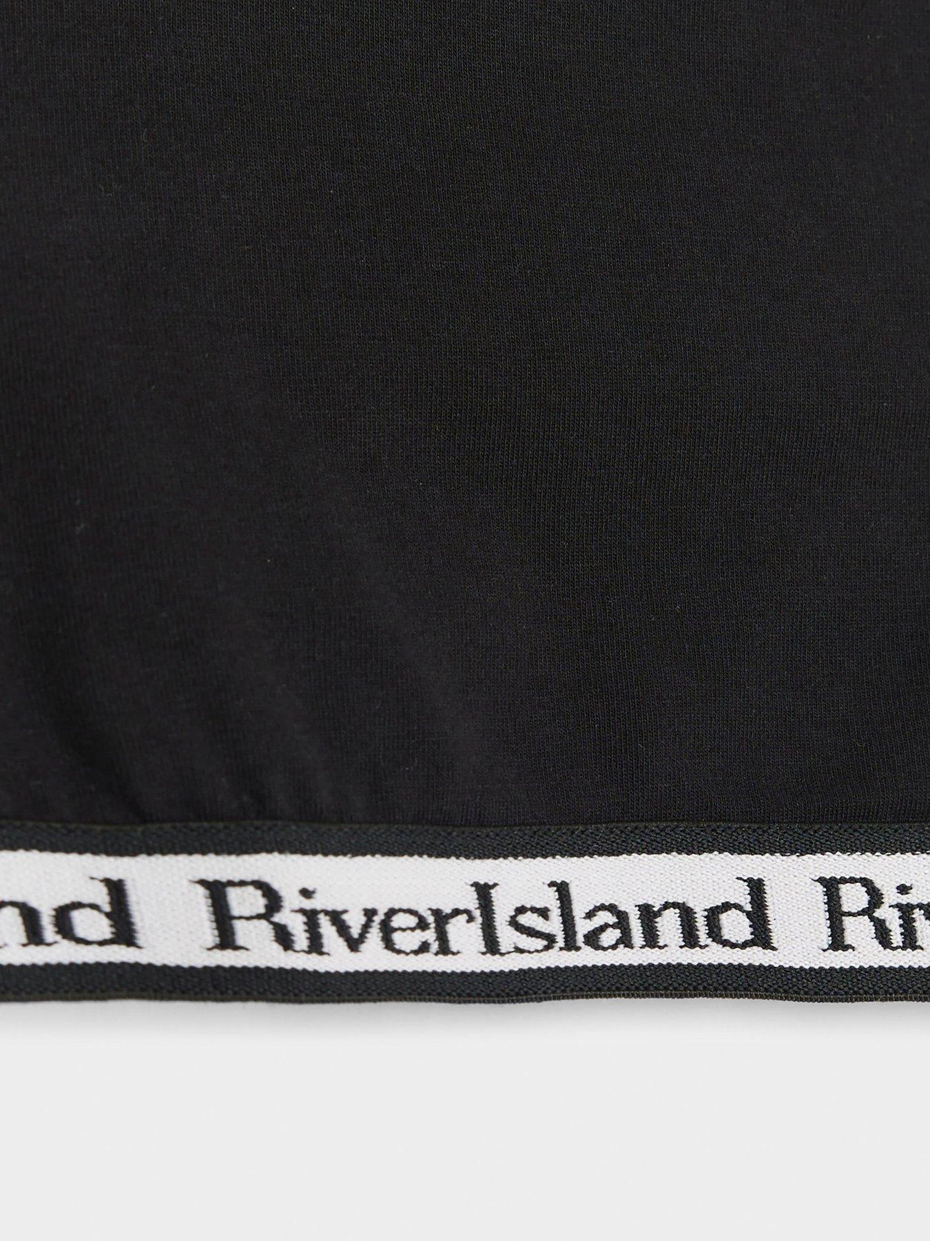 Image 4 of 4 of River Island Older Girl Ri Crop Top And Brief Set - Black