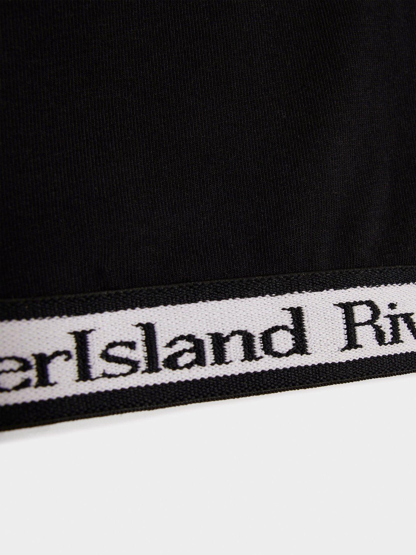 Image 4 of 4 of River Island Older Girl Black Crop Top And Cycle Shorts Set - Black