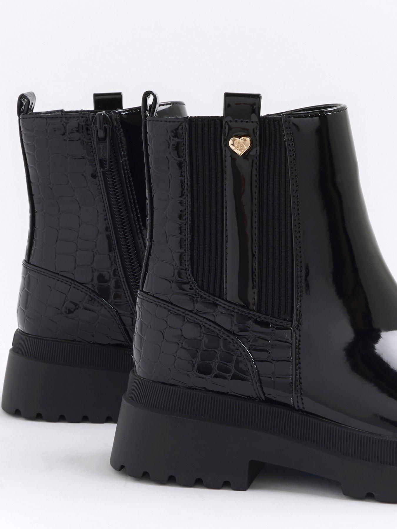 River Island Older Girl Patent Stud Chelsea Boots Black Very
