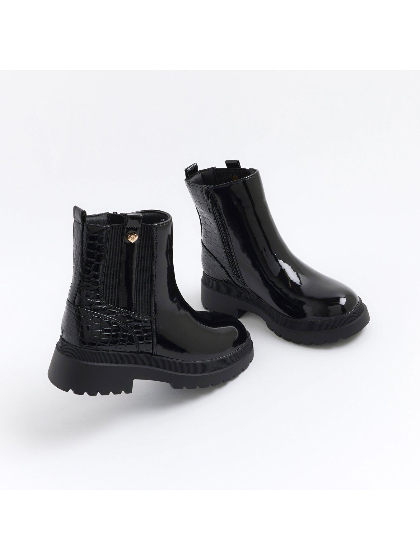 River Island Older Girl Patent Stud Chelsea Boots Black Very
