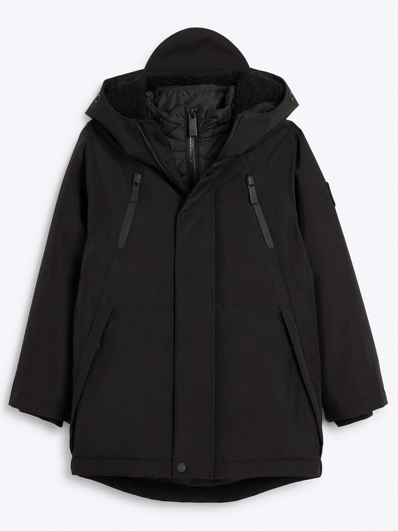 undefined Older Boy Parka Coat - Black