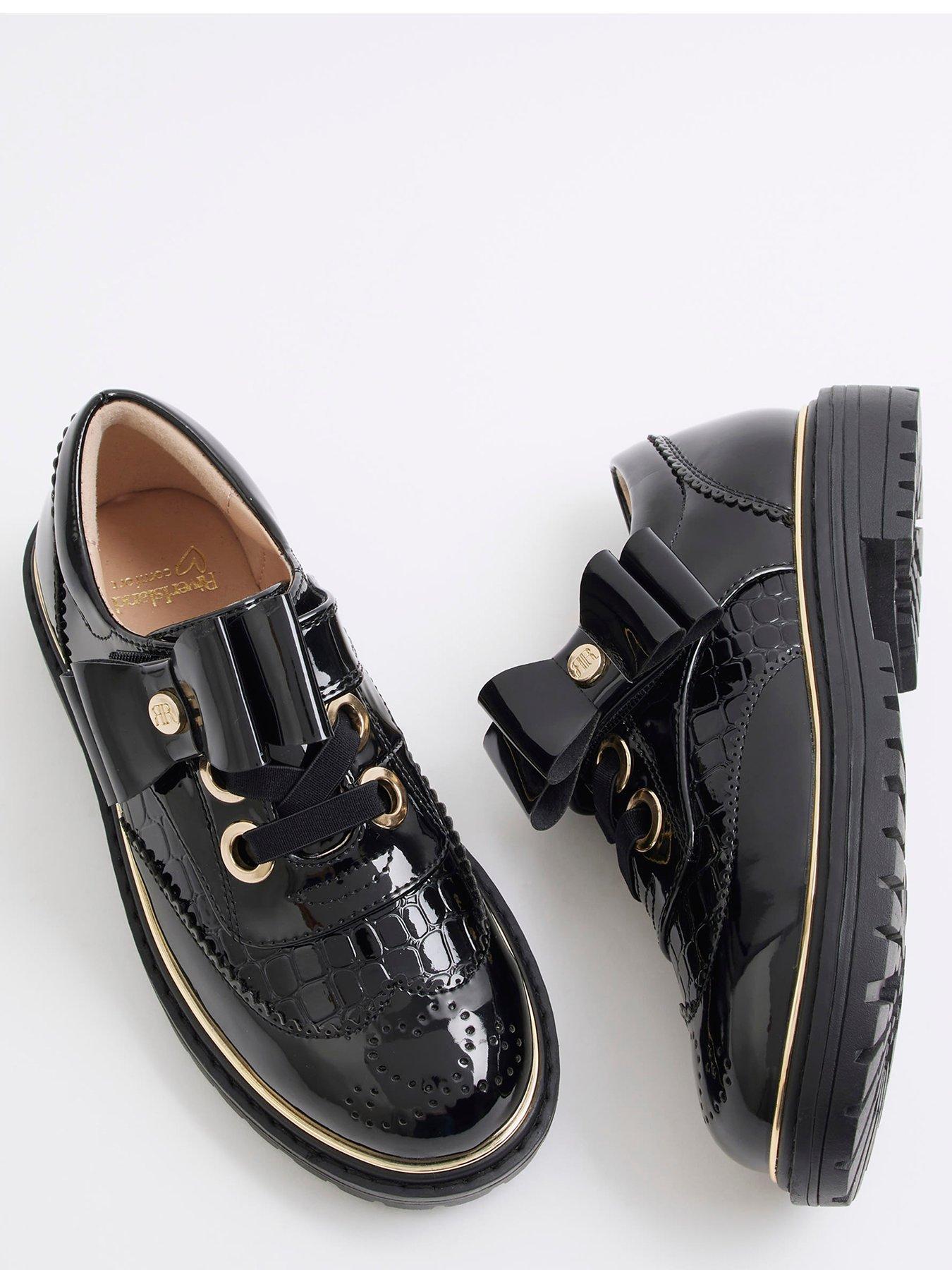 River Island Girls Patent Brogue Black Very