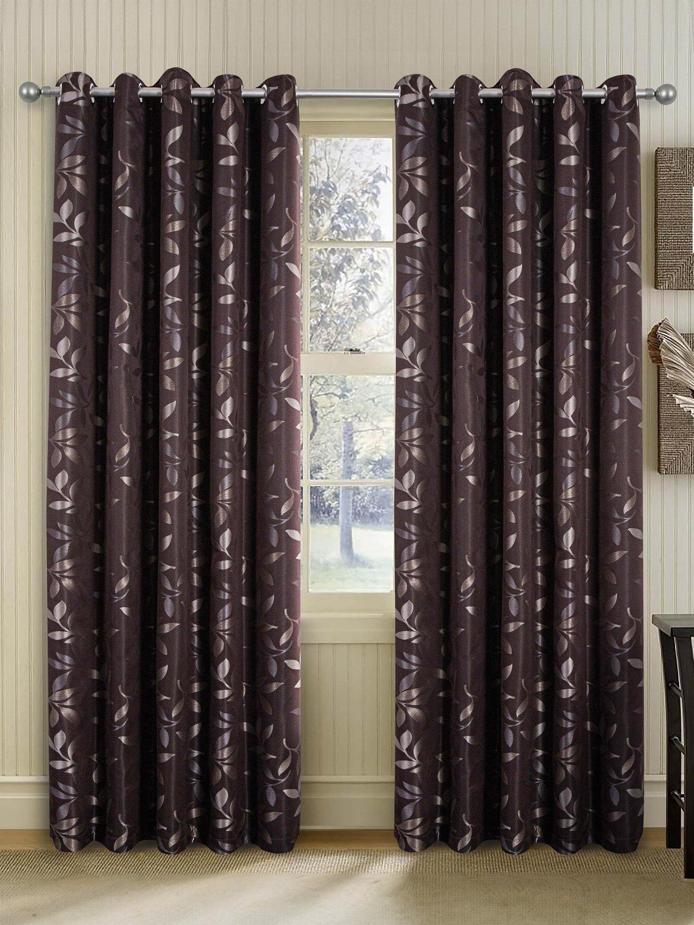 Product photograph of Very Home Lorenzo Leaf Eyelet Curtains from very.co.uk