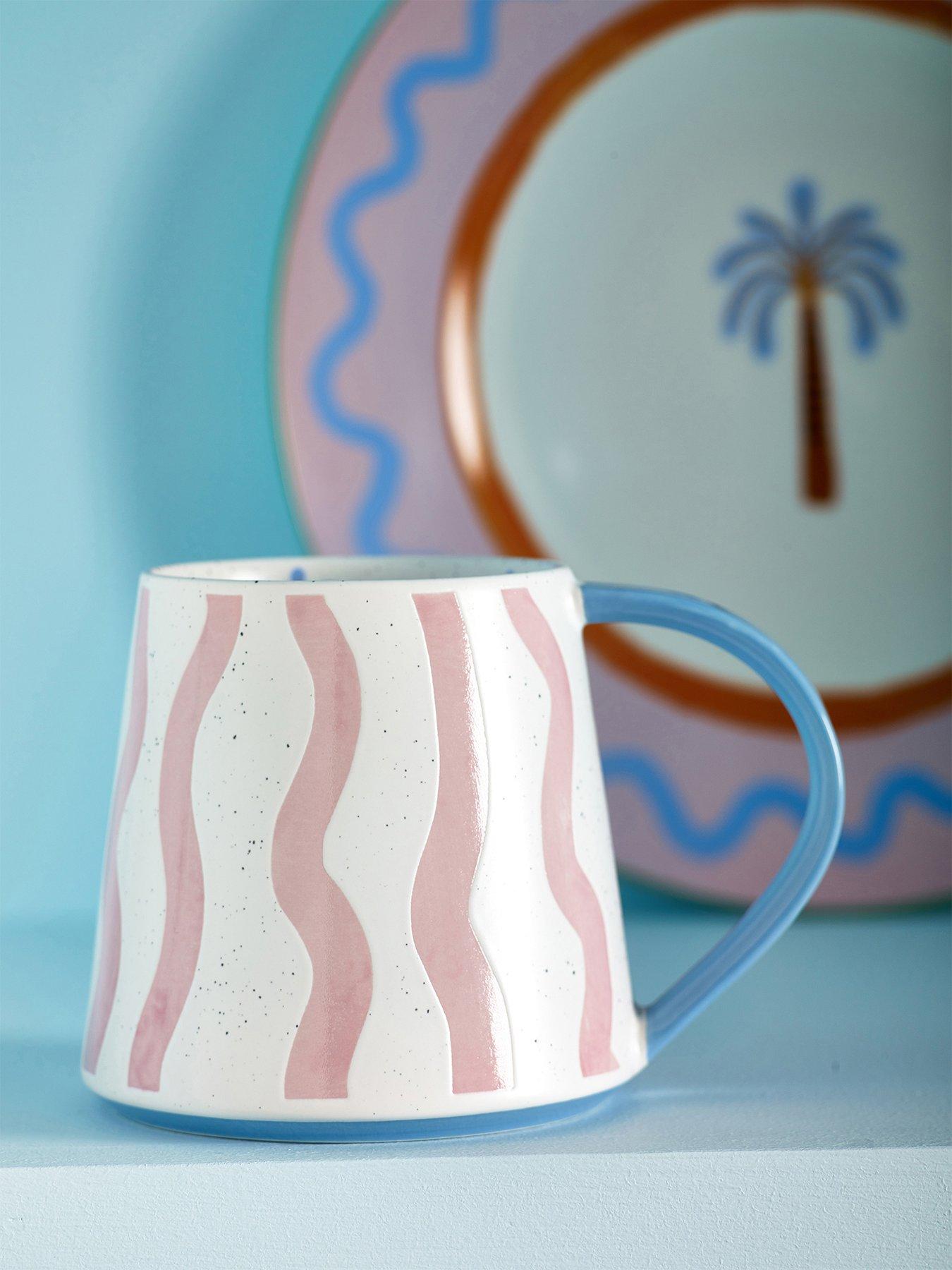 Product photograph of Eleanor Bowmer Electric Coast Set Of 2 Pink Wave Mugs from very.co.uk