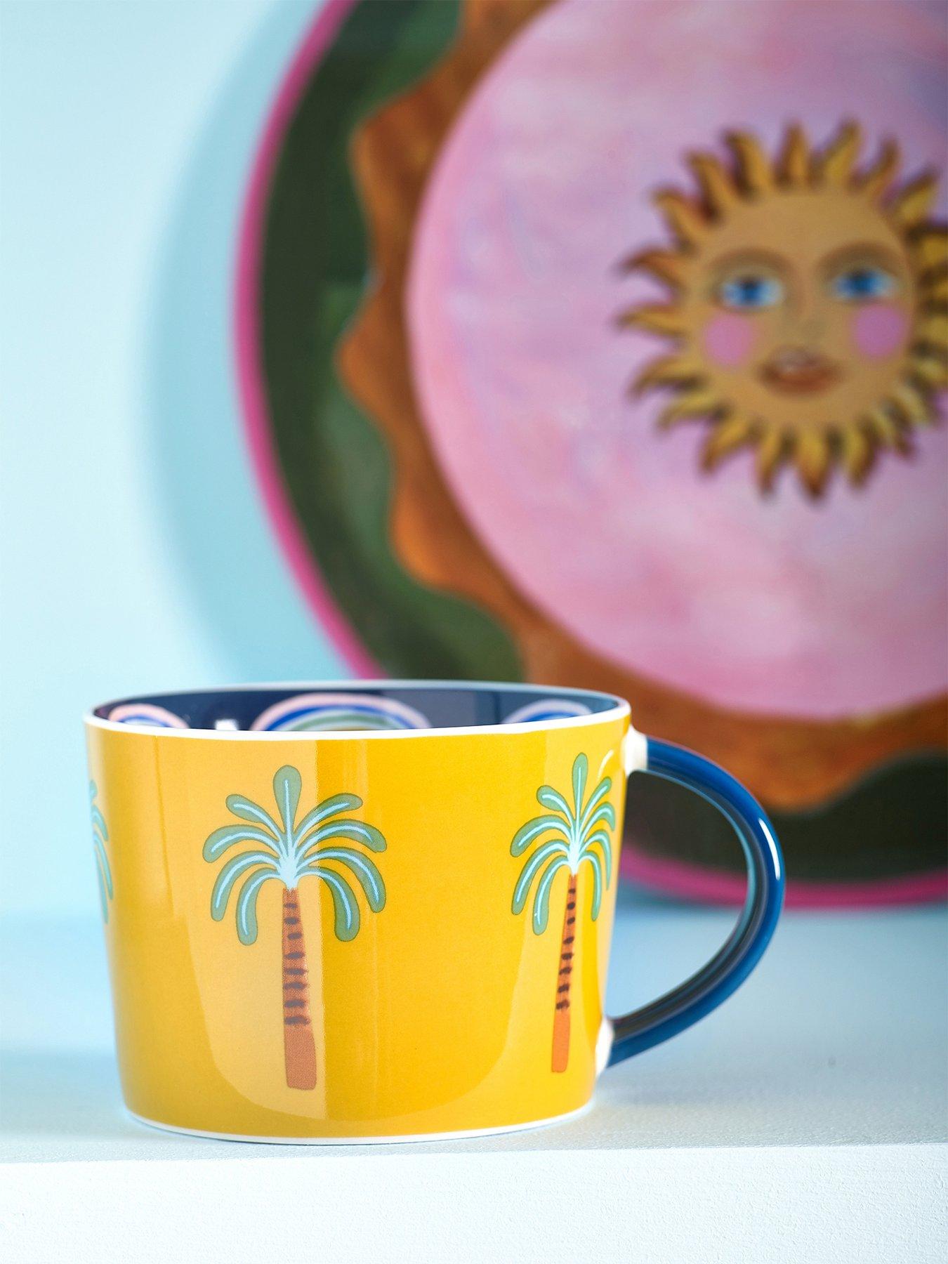 Product photograph of Eleanor Bowmer Electric Coast Set Of 2 Palm Tree Mugs from very.co.uk