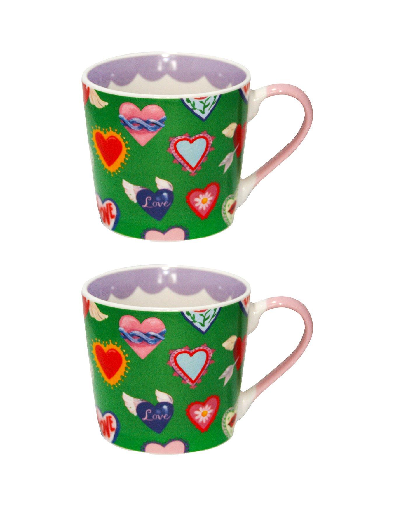 Product photograph of Eleanor Bowmer Set Of 2 Love Hearts Mugs from very.co.uk