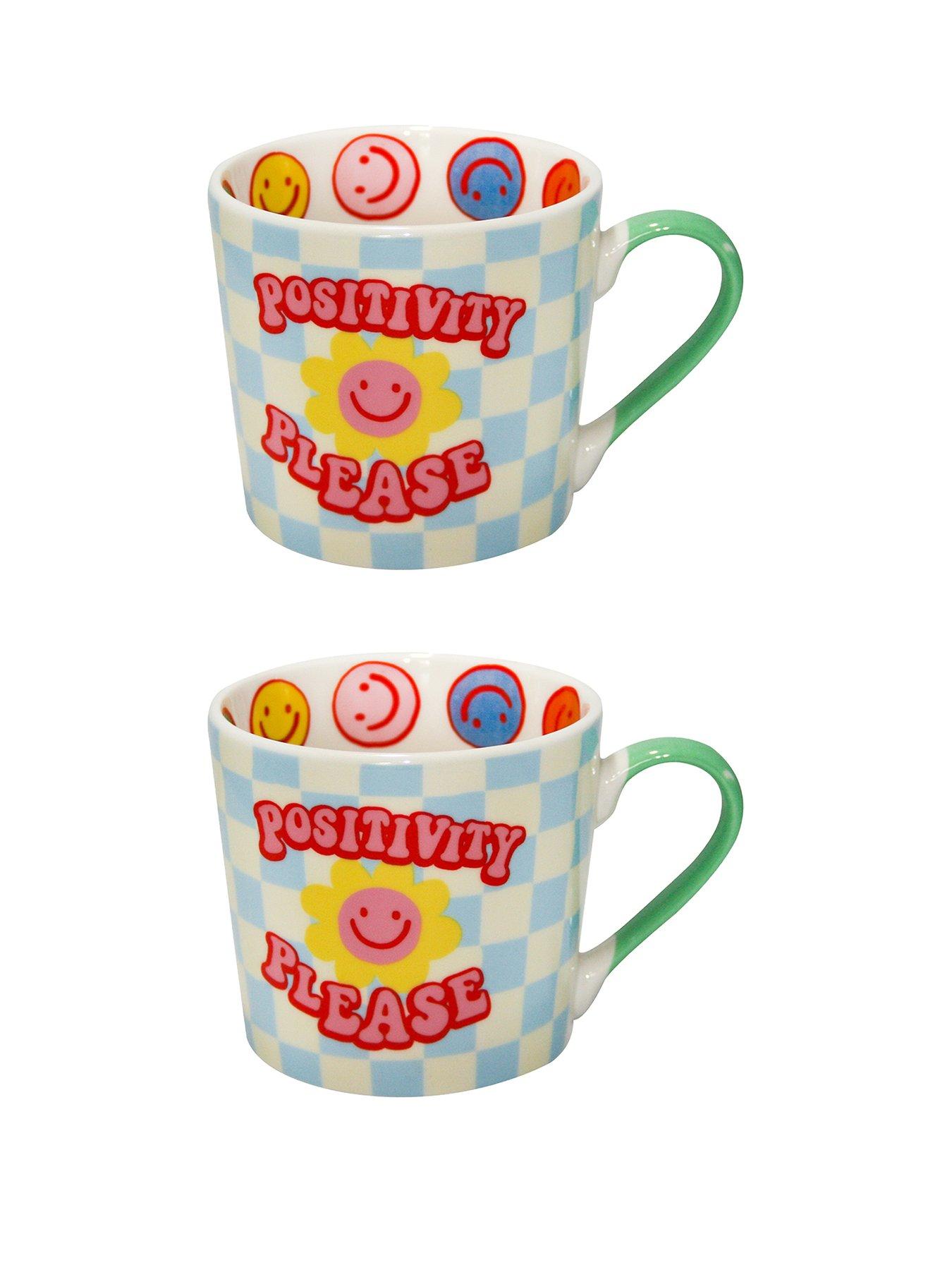 Product photograph of Eleanor Bowmer Set Of 2 Positivity Please Mugs from very.co.uk