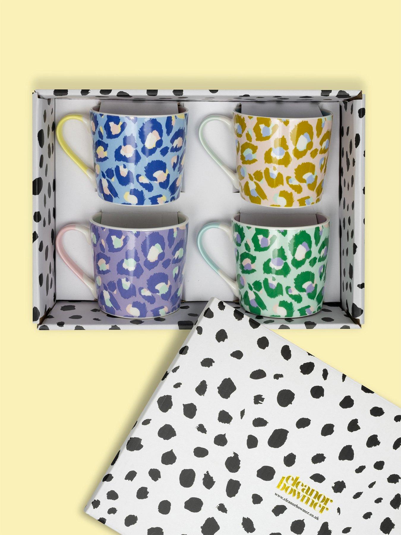 Product photograph of Eleanor Bowmer Pastel Leopard Mugs Ndash Set Of 4 from very.co.uk