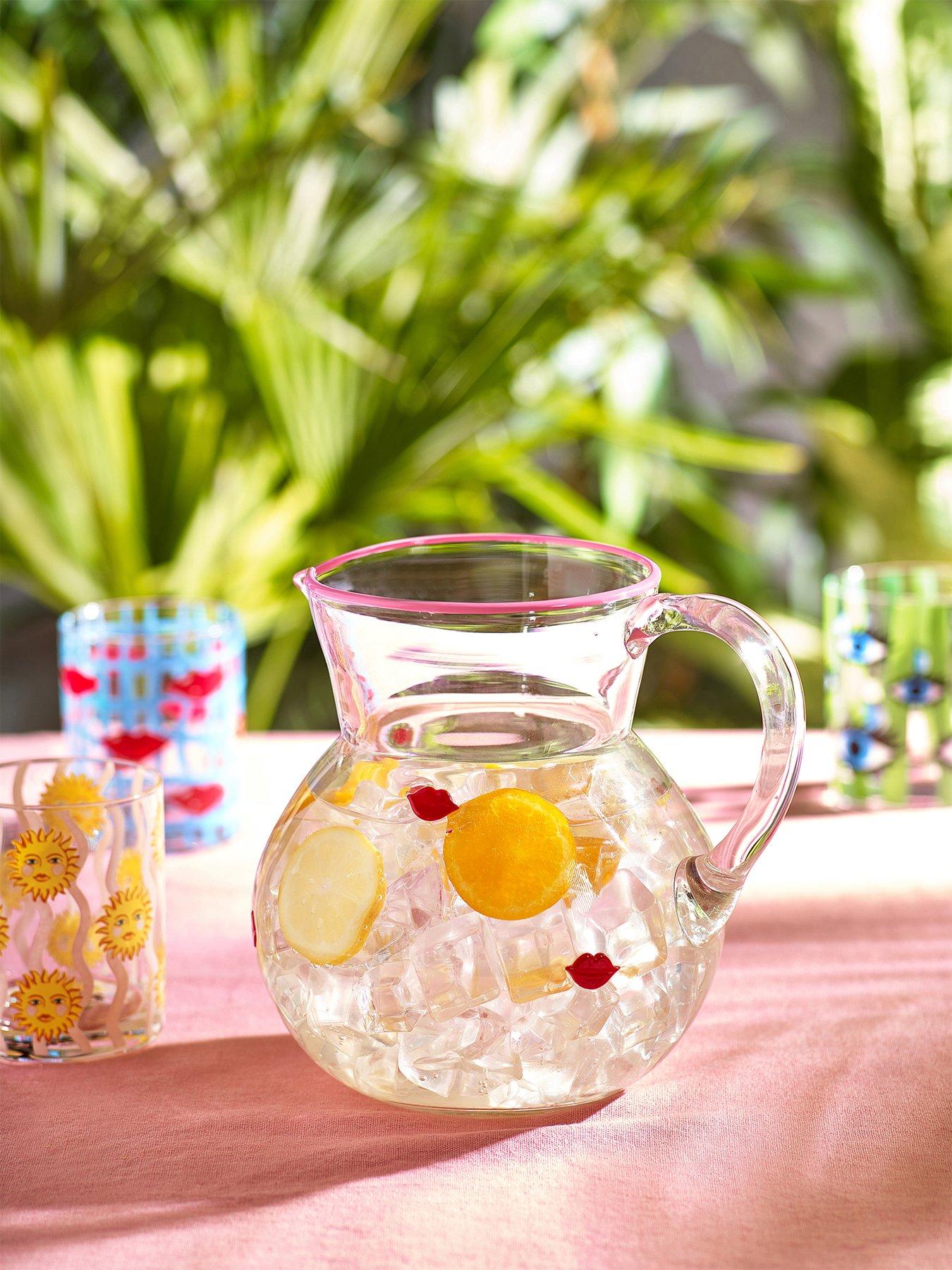 Product photograph of Eleanor Bowmer Electric Coast Lips Glass Jug from very.co.uk