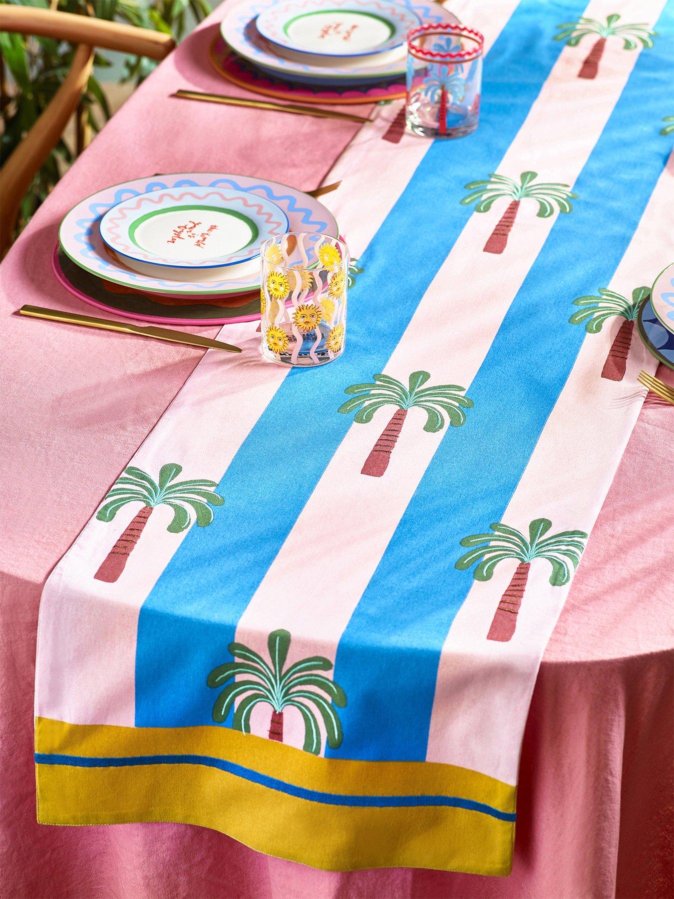 Product photograph of Eleanor Bowmer Electric Coast Palm Tree Table Runner from very.co.uk