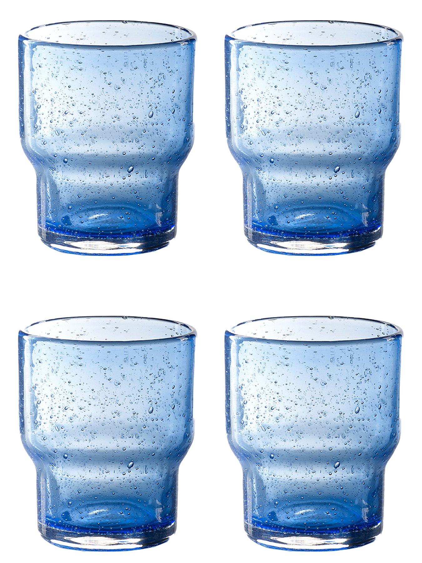 Product photograph of Sur La Table Colour Me Happy Set Of 4 Blue Glass Tumblers from very.co.uk