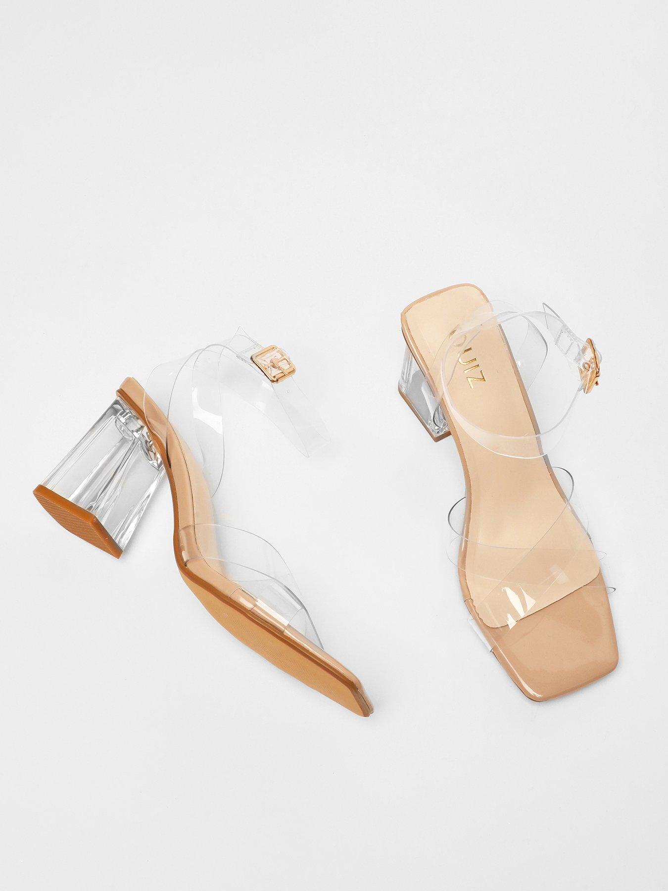 Mid heel clear sandals best sale