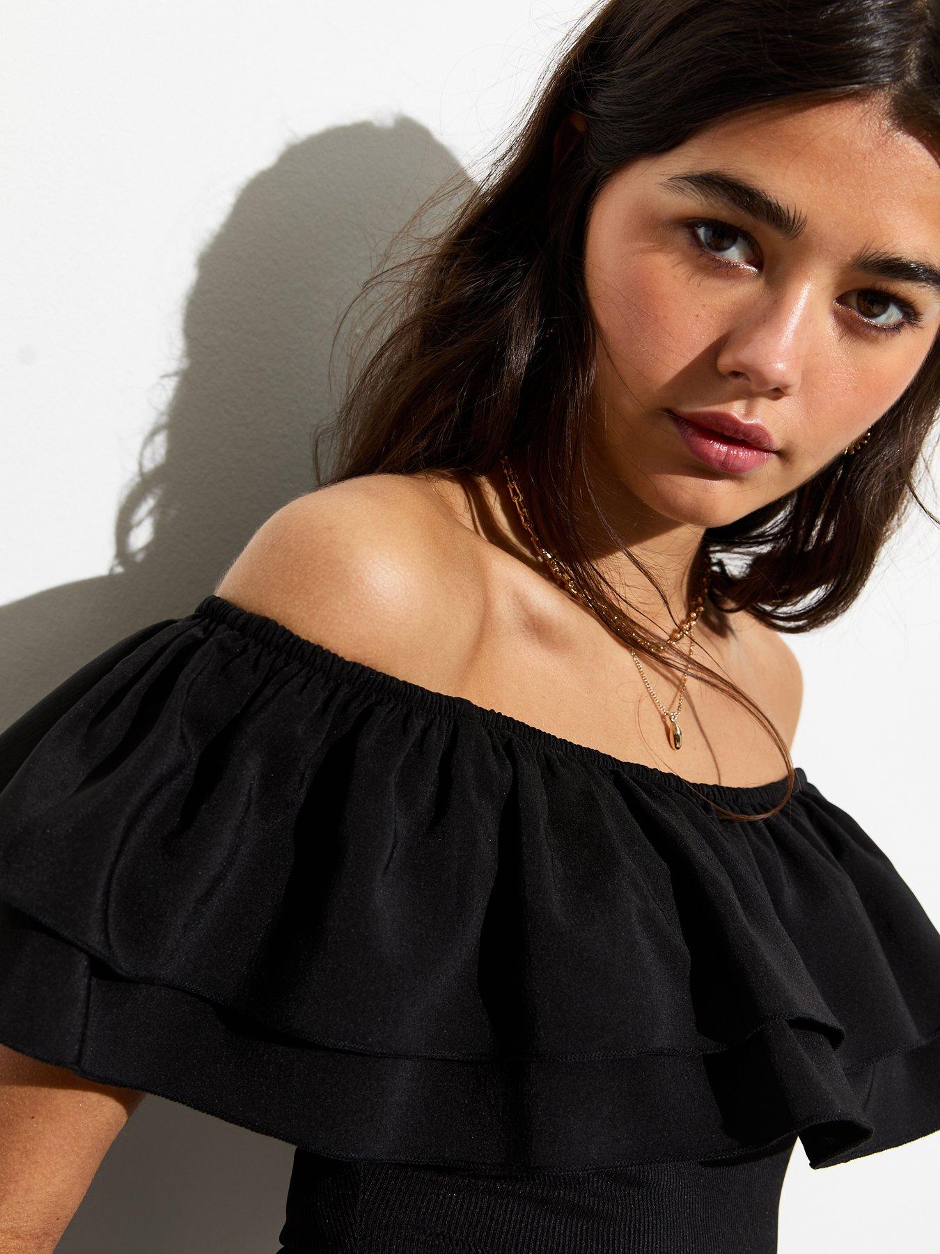 Off the shoulder ruffle bodysuit clearance