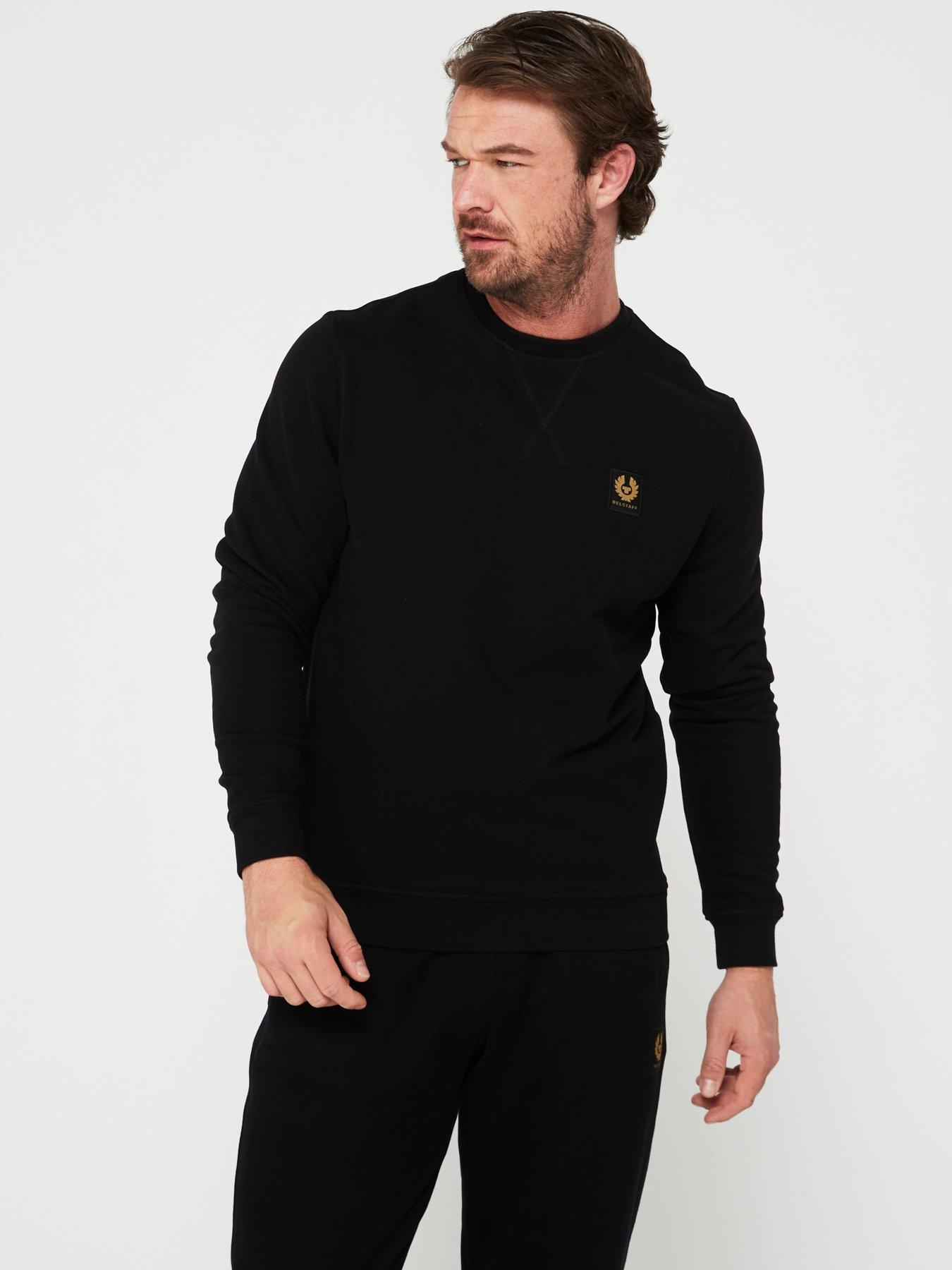 undefined Left Chest Patch Logo Regular Fit Crew Neck Sweatshirt - Black
