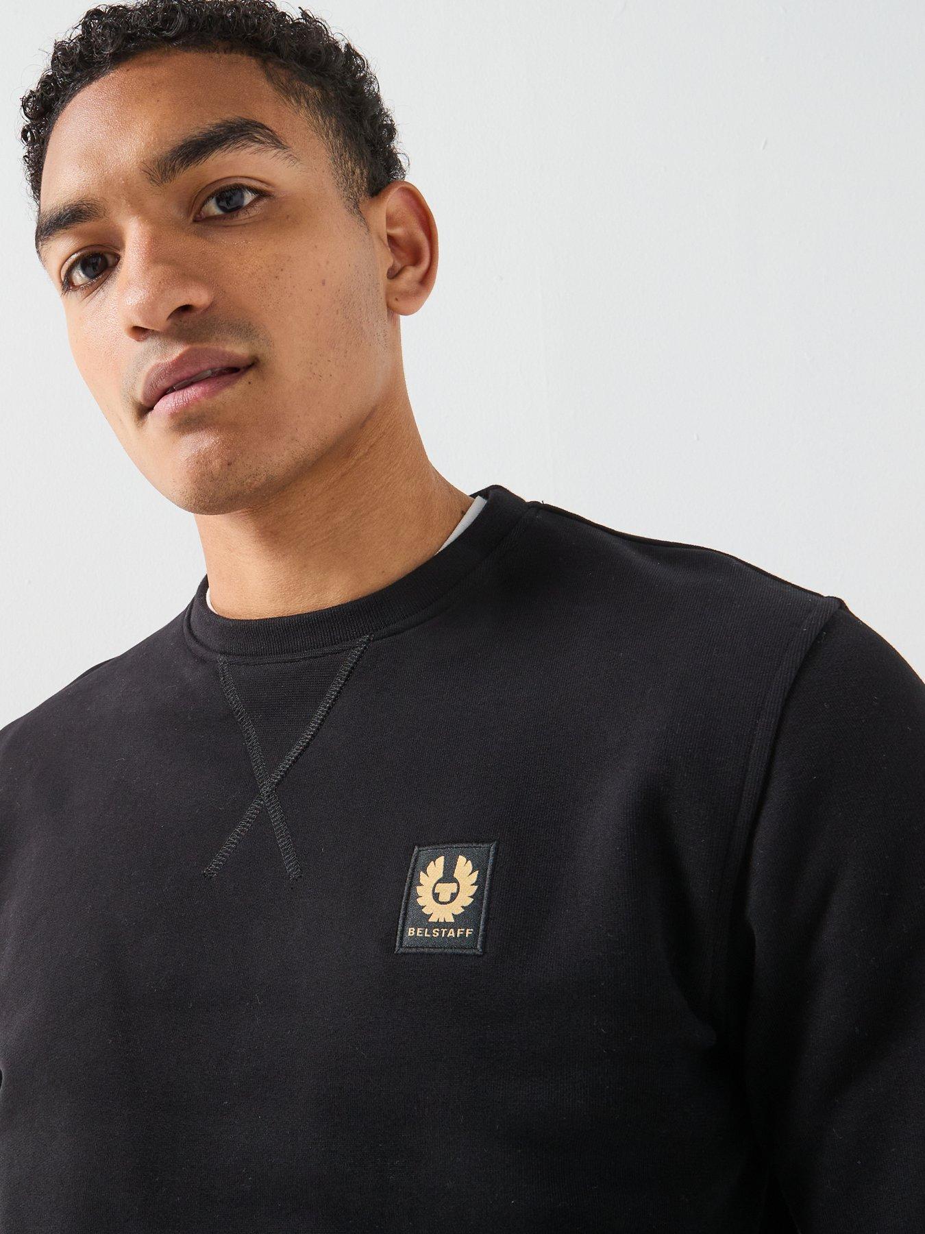 Image 4 of 6 of Belstaff Logo Patch Regular Fit Crew Neck Sweatshirt - Black
