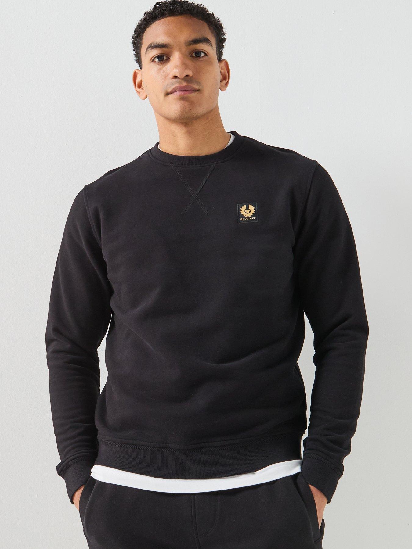 Image 5 of 6 of Belstaff Logo Patch Regular Fit Crew Neck Sweatshirt - Black