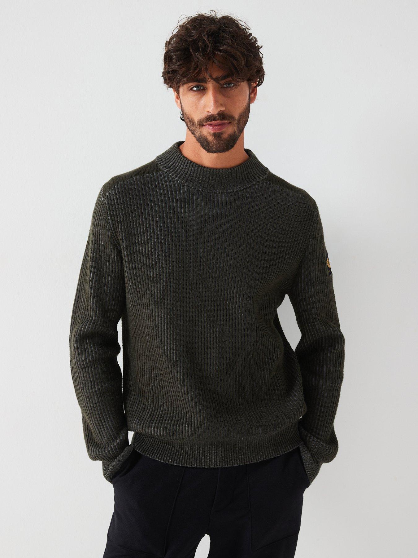 undefined Stanley Ribbed Heavy Mock Neck Knitted Jumper - Khaki