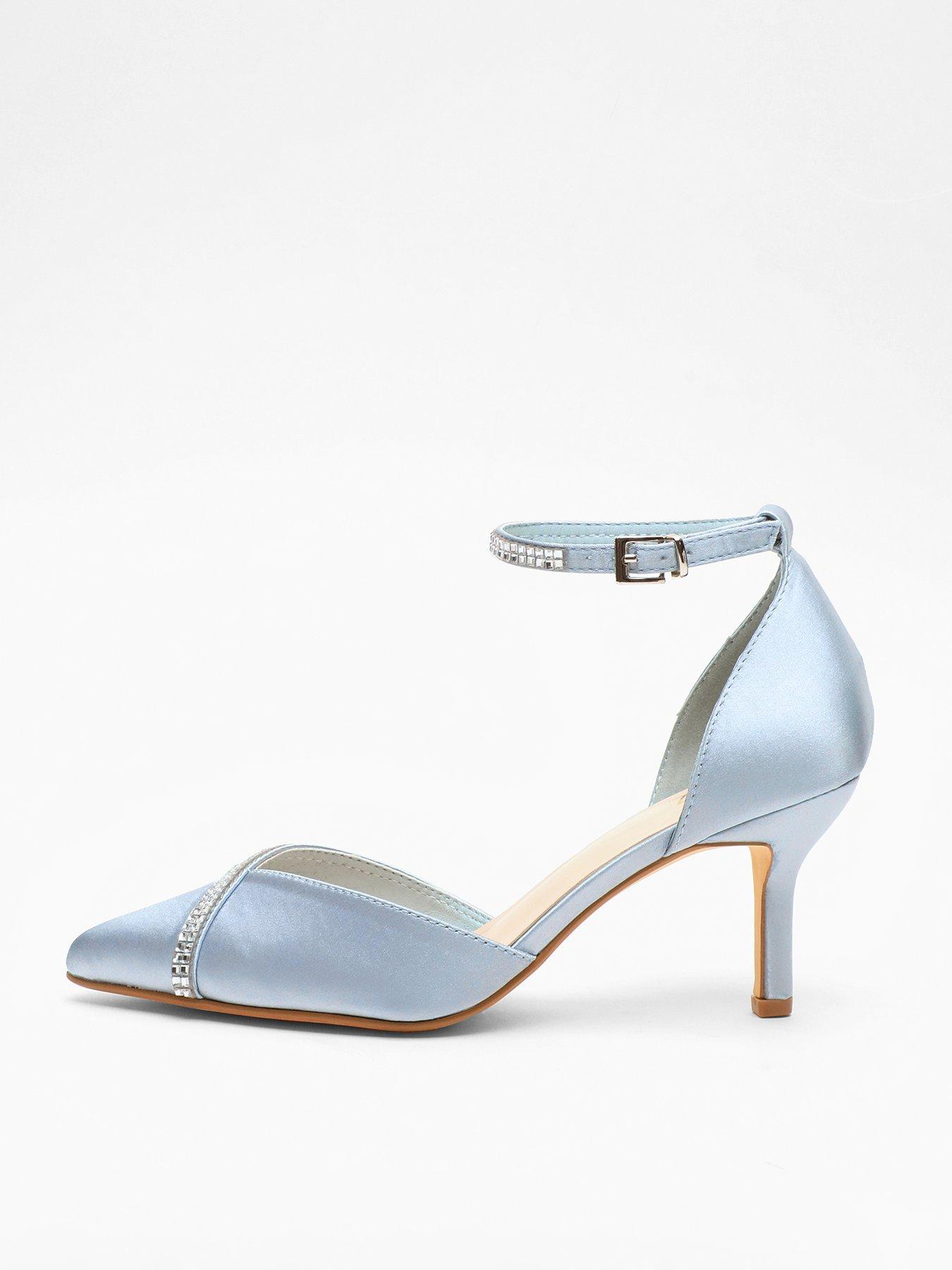 Quiz Blue Satin Diamante Trim Court Heels Very