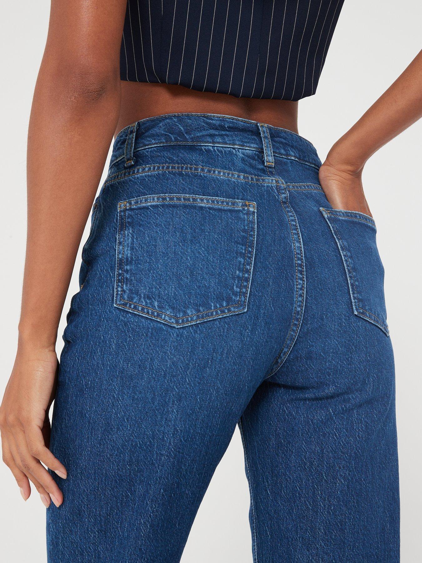 V by Very Short Wide Leg Jeans With Stretch Dark Wash