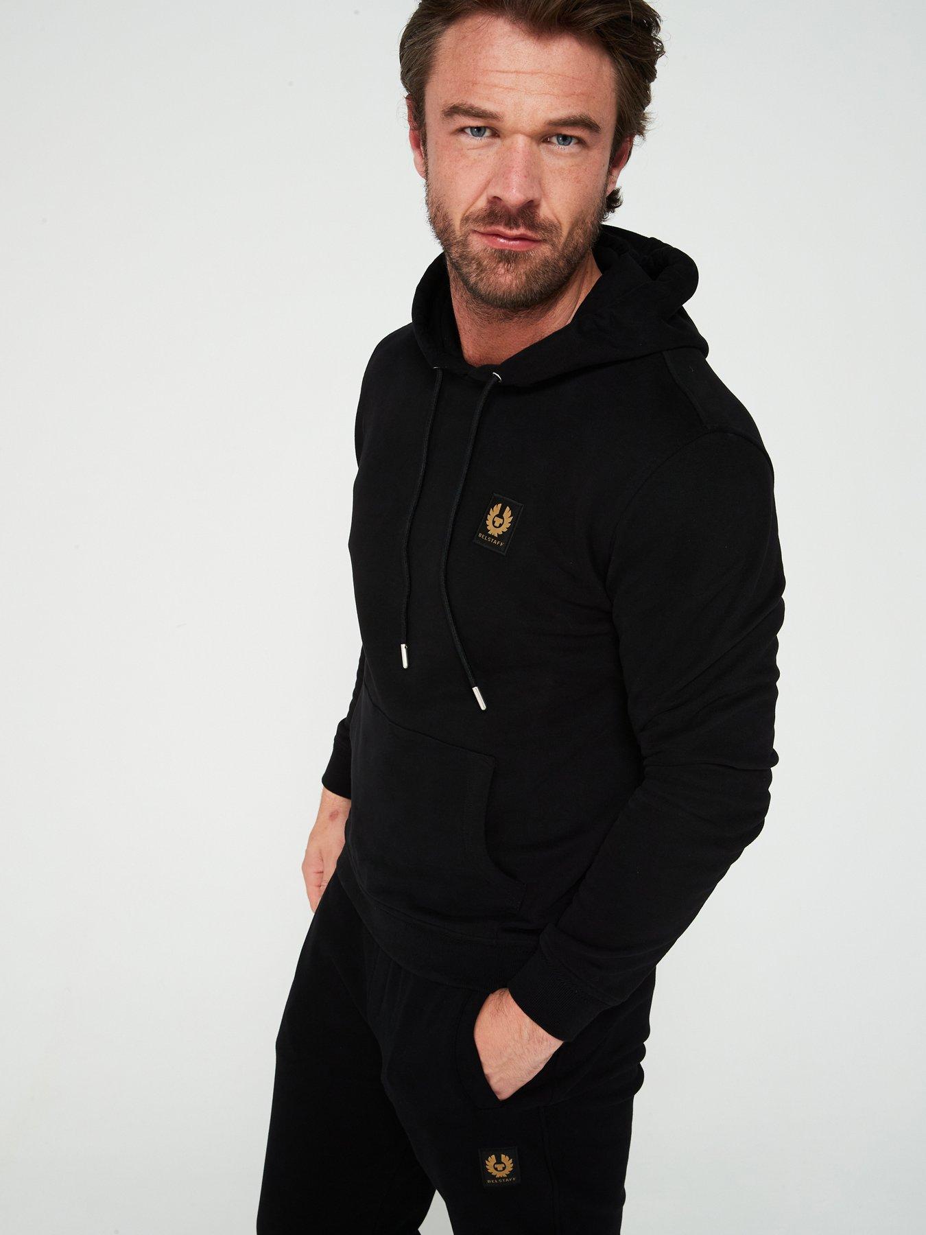 undefined Left Chest Patch Logo Regular Fit Overhead Hoodie - Black
