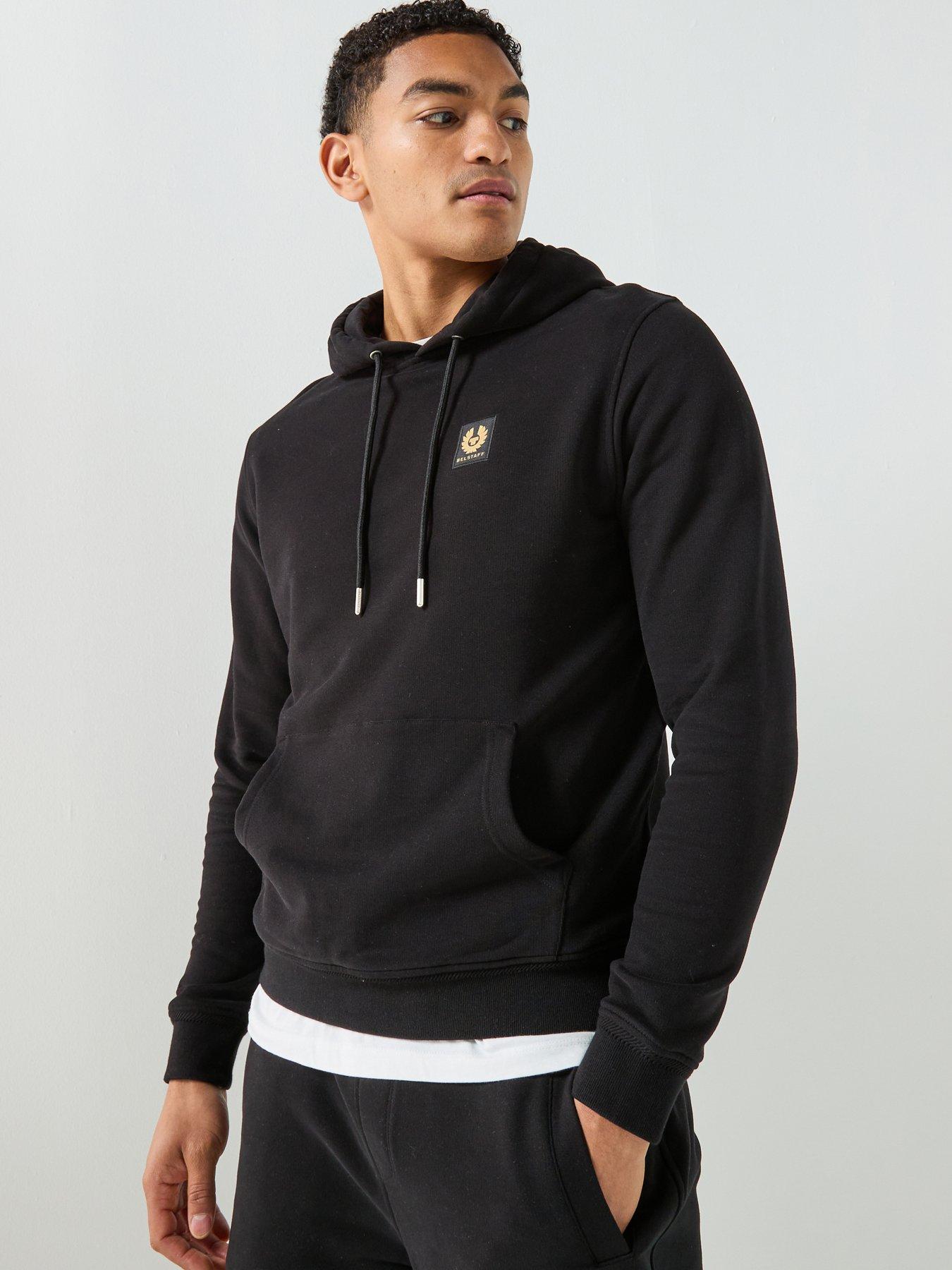 Belstaff Left Chest Patch Logo Regular Fit Overhead Hoodie - Black