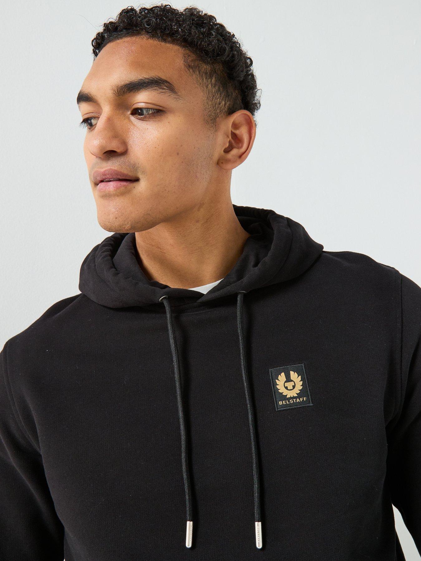 Image 5 of 5 of Belstaff Left Chest Patch Logo Regular Fit Overhead Hoodie - Black