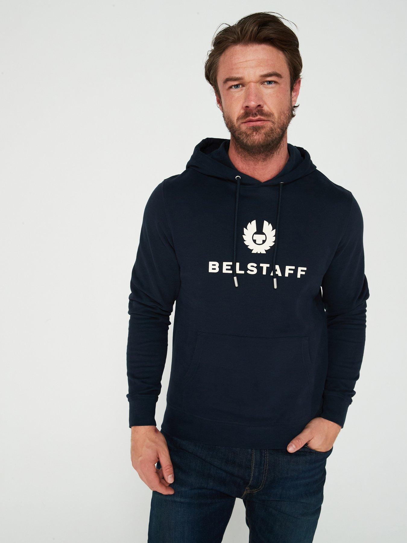 undefined Signature Chest Logo Regular Fit Overhead Hoodie - Dark Blue