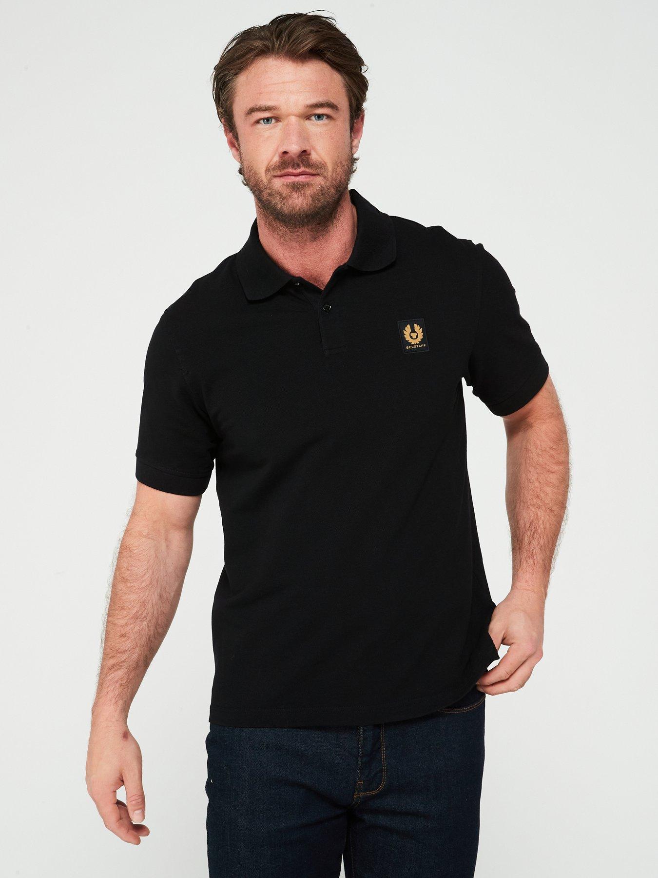 Belstaff Left Chest Patch Logo Regular Fit Polo Shirt - Black