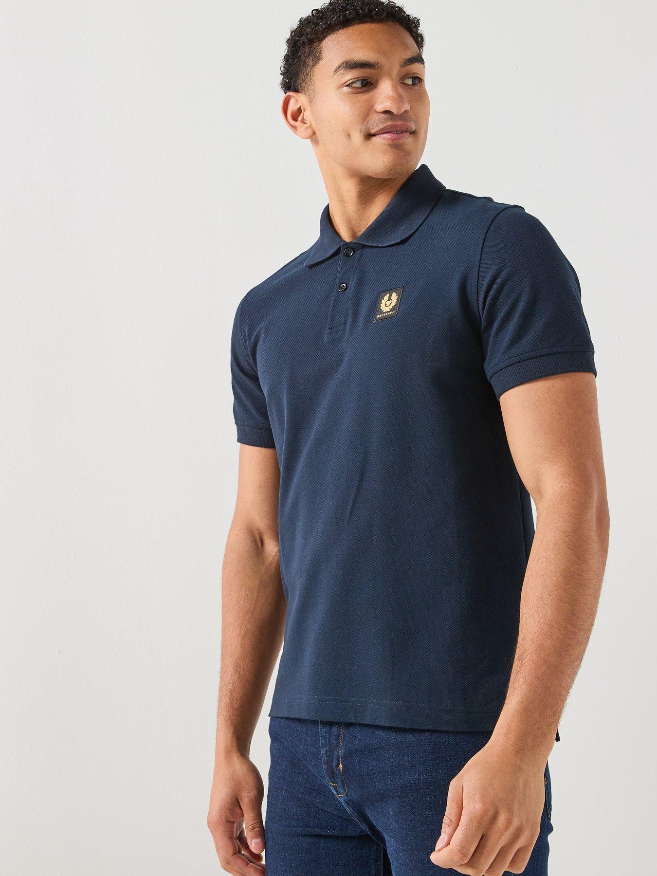 Belstaff Left Chest Patch Logo Regular Fit Polo Shirt - Dark Blue