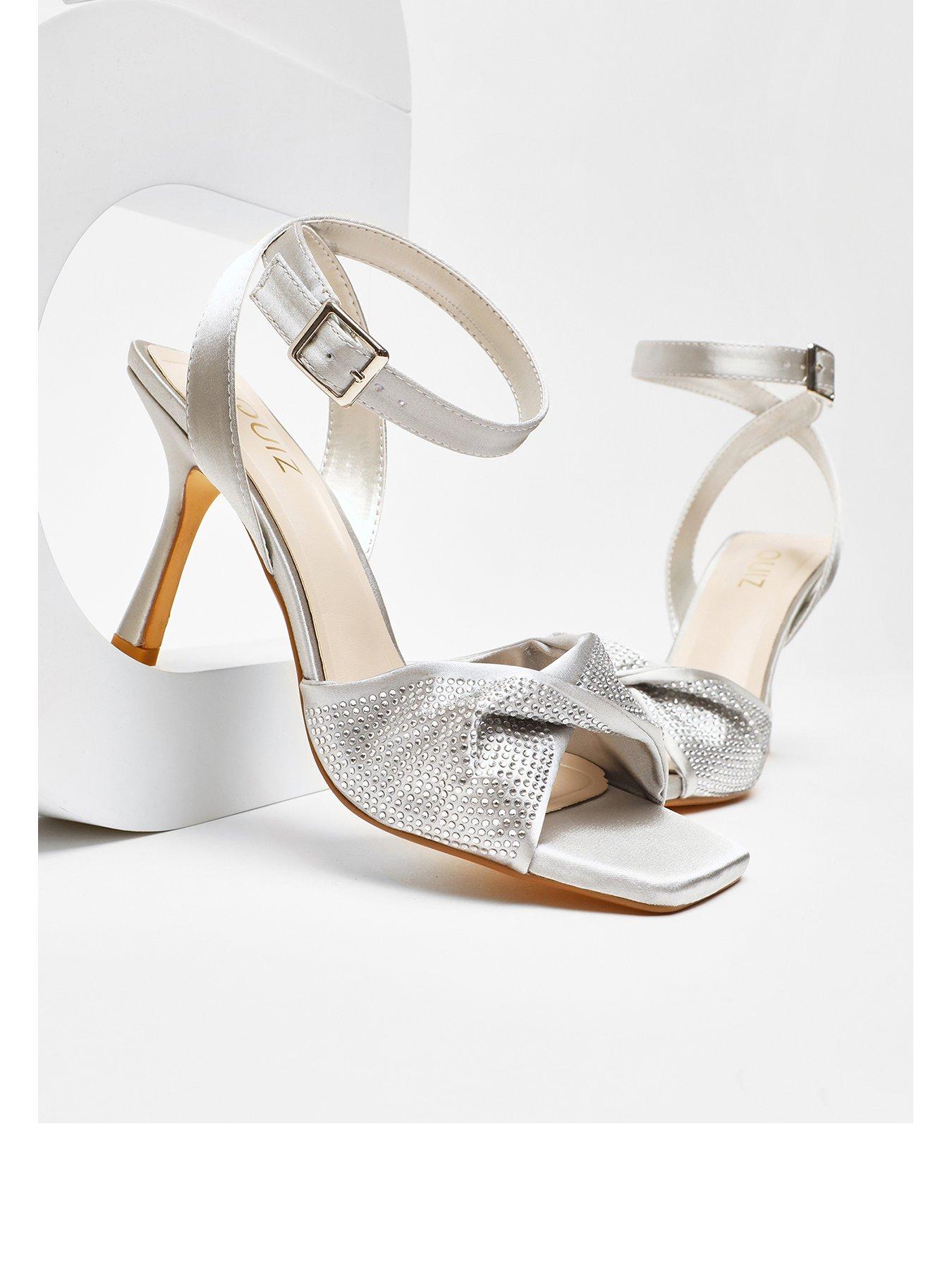 Silver diamante strappy heels hot sale