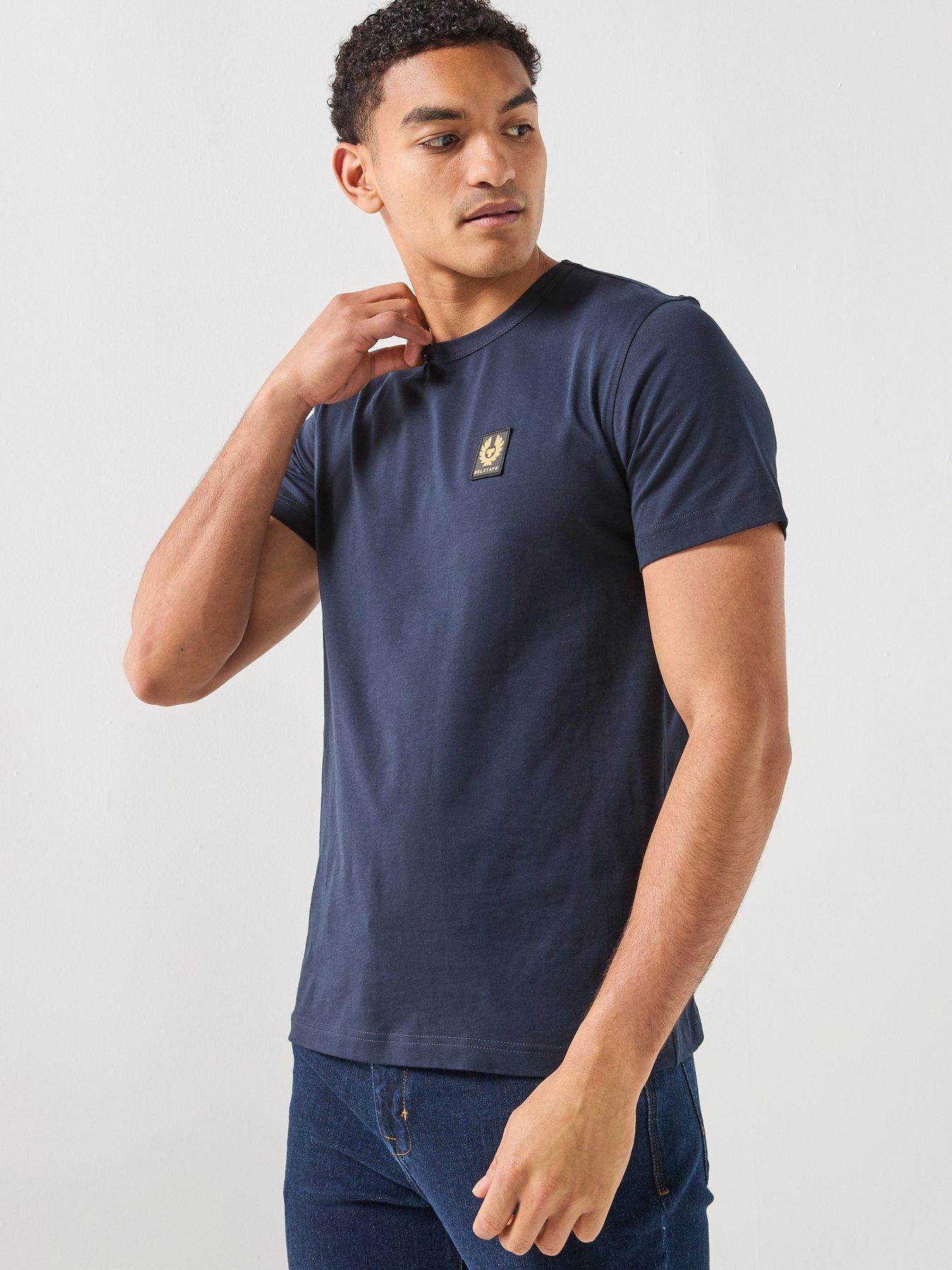 Belstaff Left Chest Patch Logo Regular Fit T-Shirt - Dark Blue