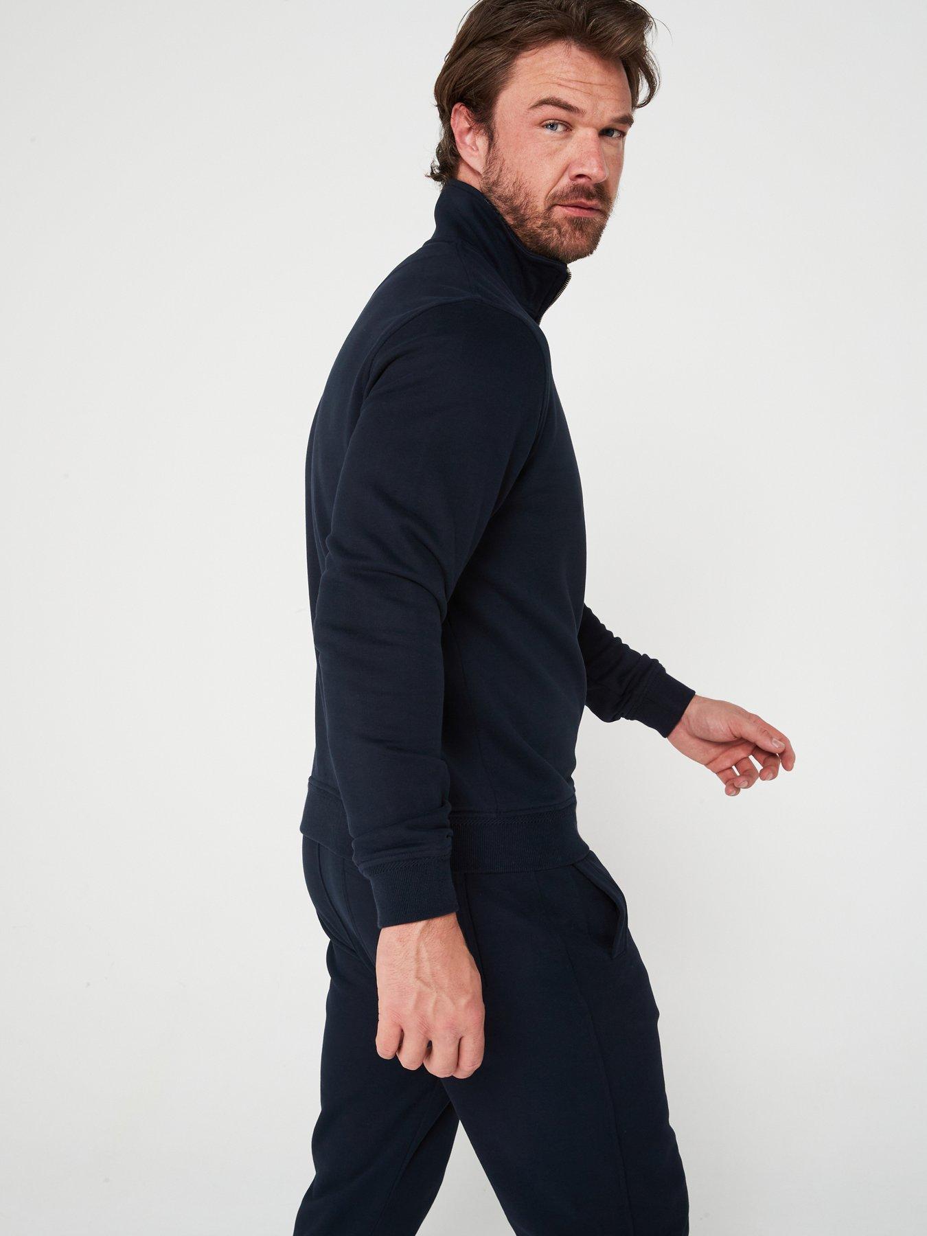 Image 2 of 5 of Belstaff Left Chest Patch Logo Regular Fit 1/4 Zip Sweatshirt - Dark Blue