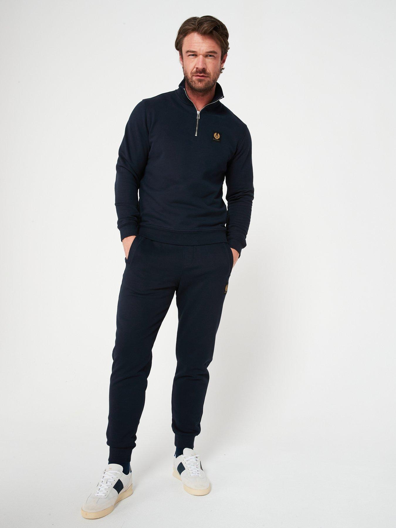 Image 3 of 5 of Belstaff Left Chest Patch Logo Regular Fit 1/4 Zip Sweatshirt - Dark Blue