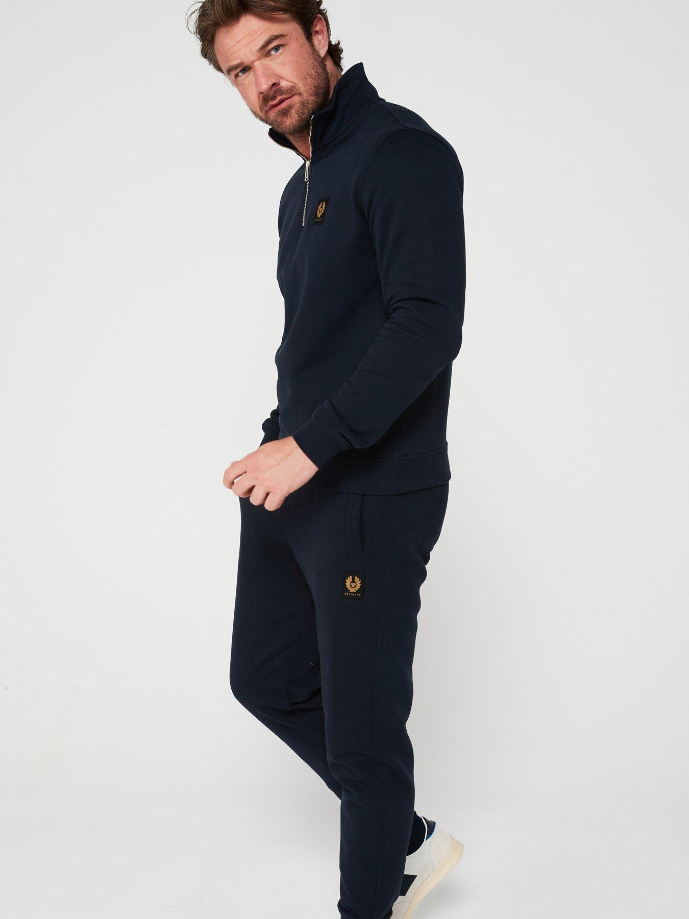 Image 5 of 5 of Belstaff Left Chest Patch Logo Regular Fit 1/4 Zip Sweatshirt - Dark Blue
