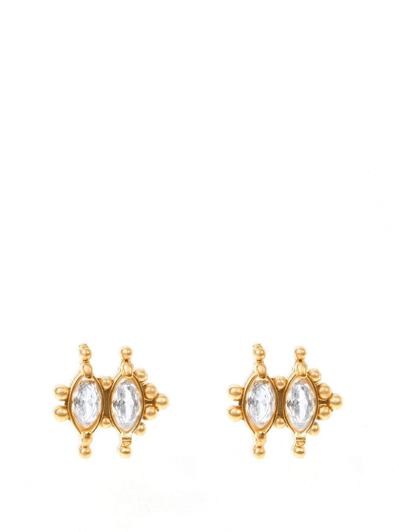 Product photograph of The Love Collection Funky Crystal Flatback Stud from very.co.uk