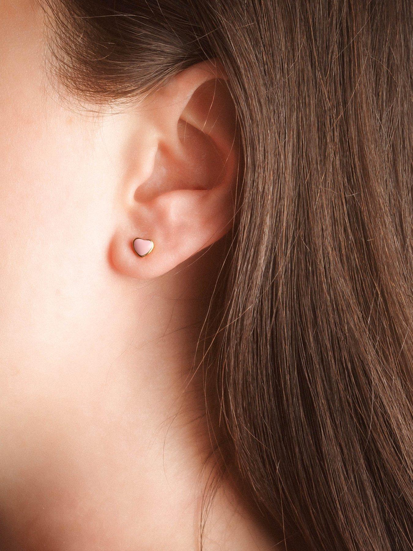 Image 2 of 4 of The Love Collection Enamel Light Pink Heart  Flatback Stud