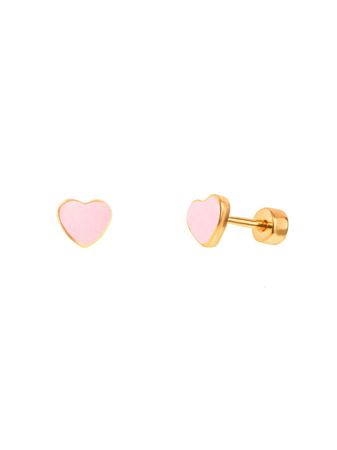 Image 3 of 4 of The Love Collection Enamel Light Pink Heart  Flatback Stud