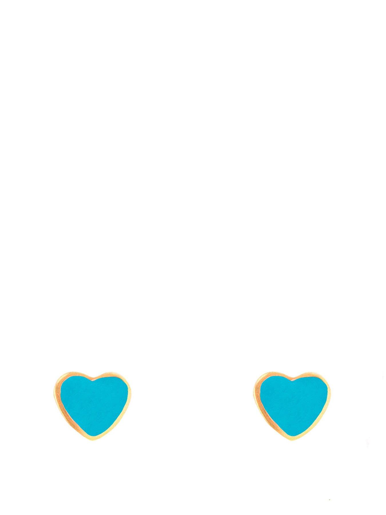 Product photograph of The Love Silver Collection Enamel Blue Heart Flatback Stud from very.co.uk