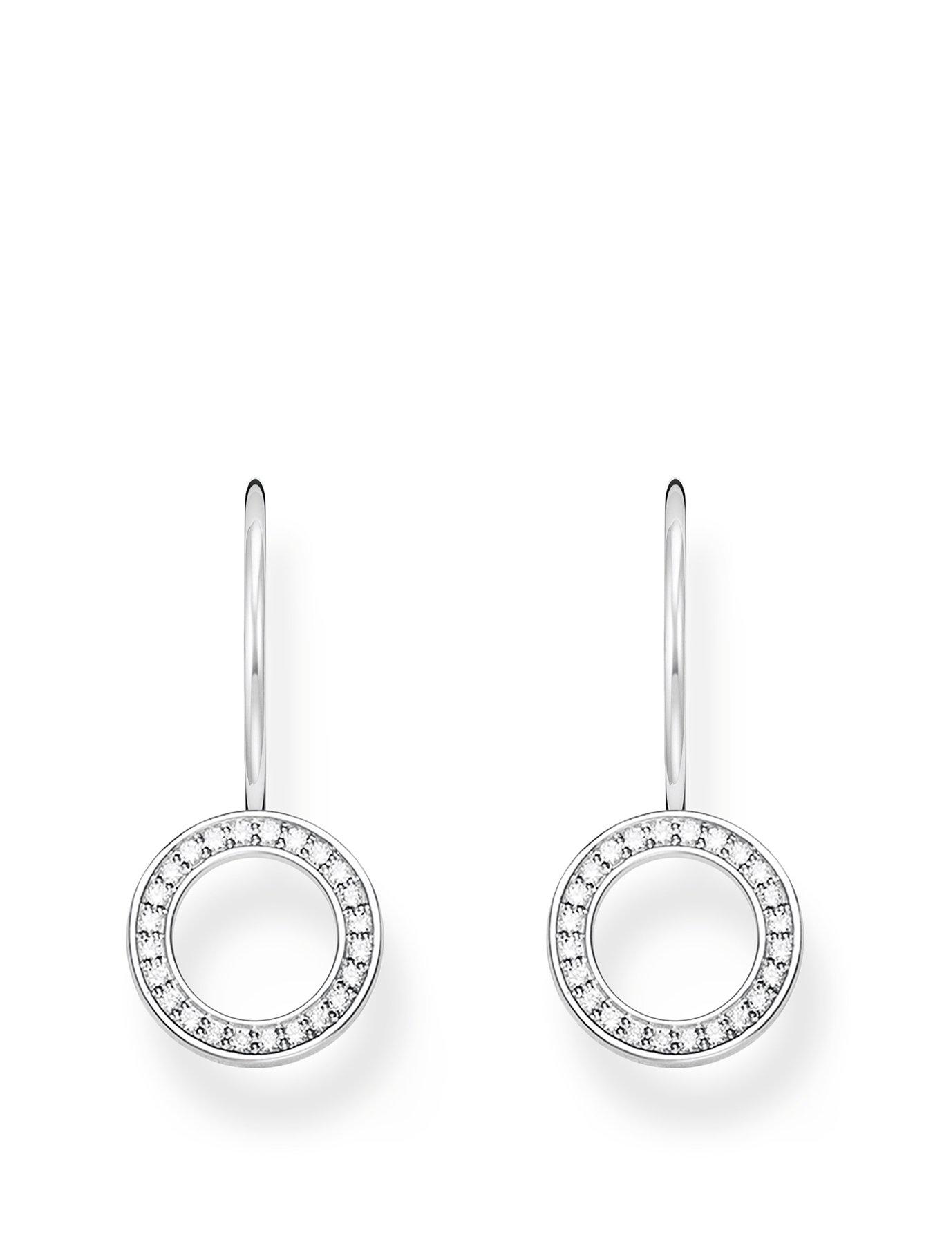 Product photograph of Thomas Sabo Stone-set Dangle Earrings Elegant Versatile Recycled Silver from very.co.uk