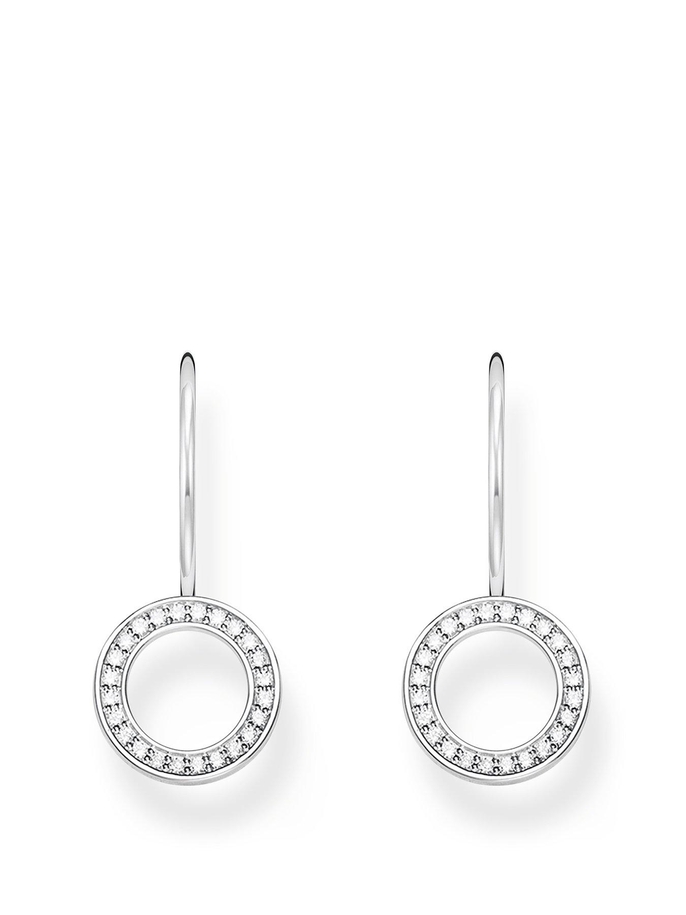 undefined Stone-set dangle earrings: elegant, versatile, silver