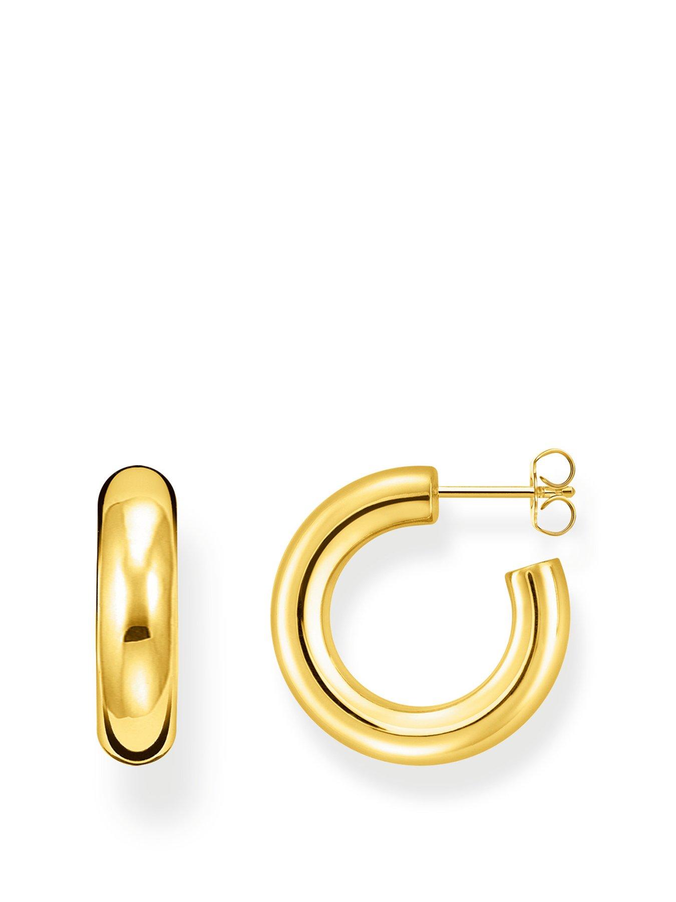 Product photograph of Thomas Sabo Chunky Hoop Earrings 90s Style Everyday Wear 18k Gold Plating from very.co.uk